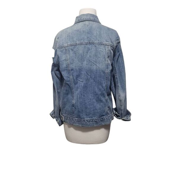 See Thru Soul Distressed Blue Jean Denim Boyfriend Jacket Women Size Medium - Picture 5 of 16